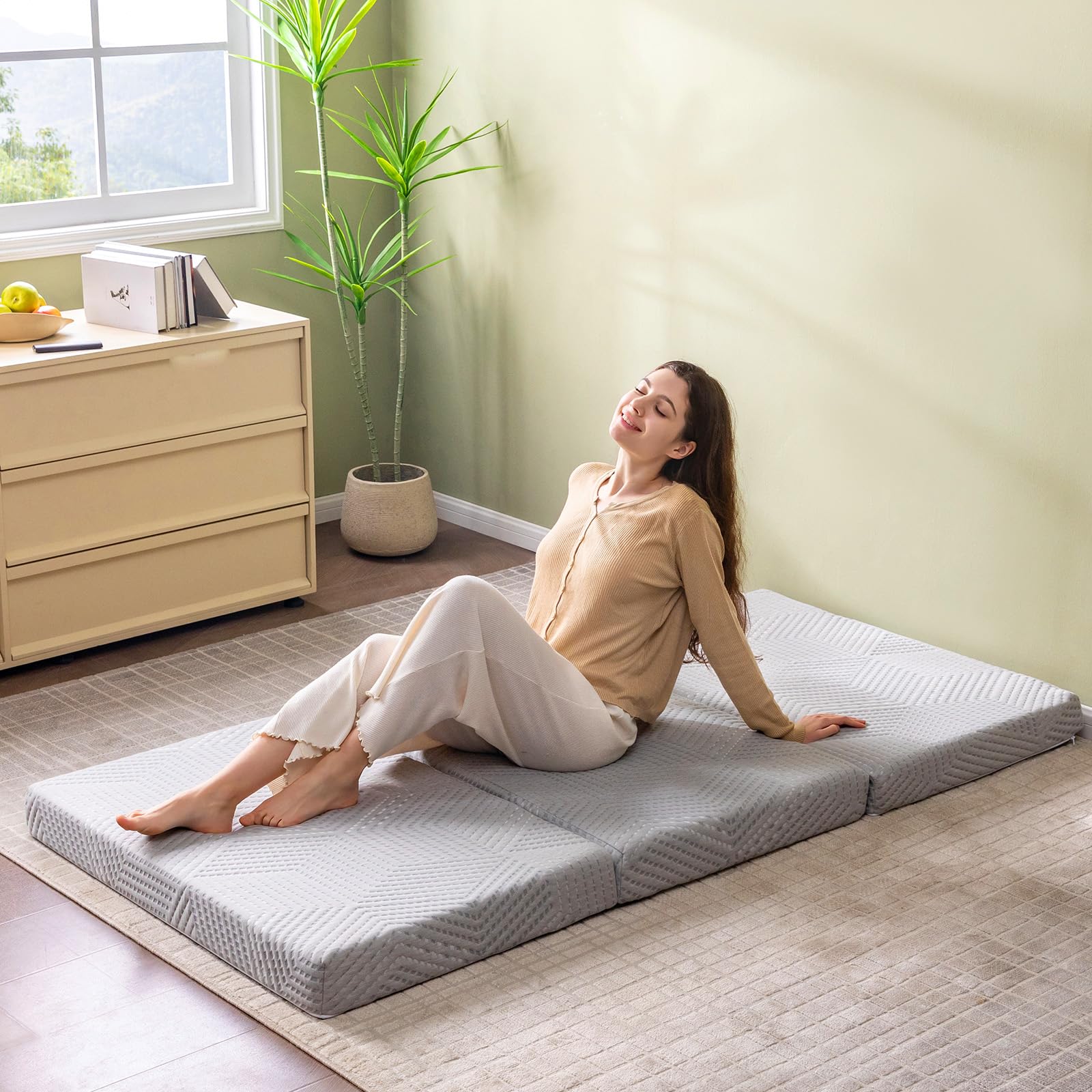 Amazon｜SynthoSpace マットレス ダブル 三つ折り 高反発 + 低反発 二